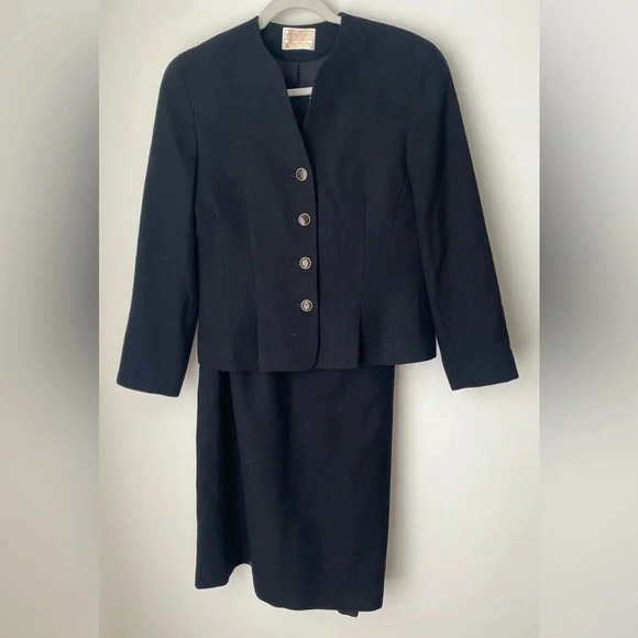 Vintage Pendleton Blazer Suit Set Women’s Small 100% Virgin Wool Black Gold - Picture 1 of 11